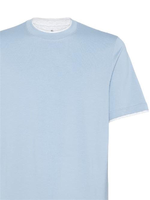 Light blue cotton men's t-shirt Brunello Cucinelli | M0B137427CCV48